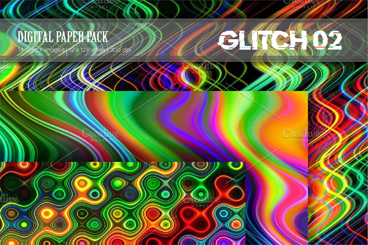Glitch Psychedelic 02. Digital Paper, a Texture Graphic by KENO Mascots (Photo 2 of 3)
