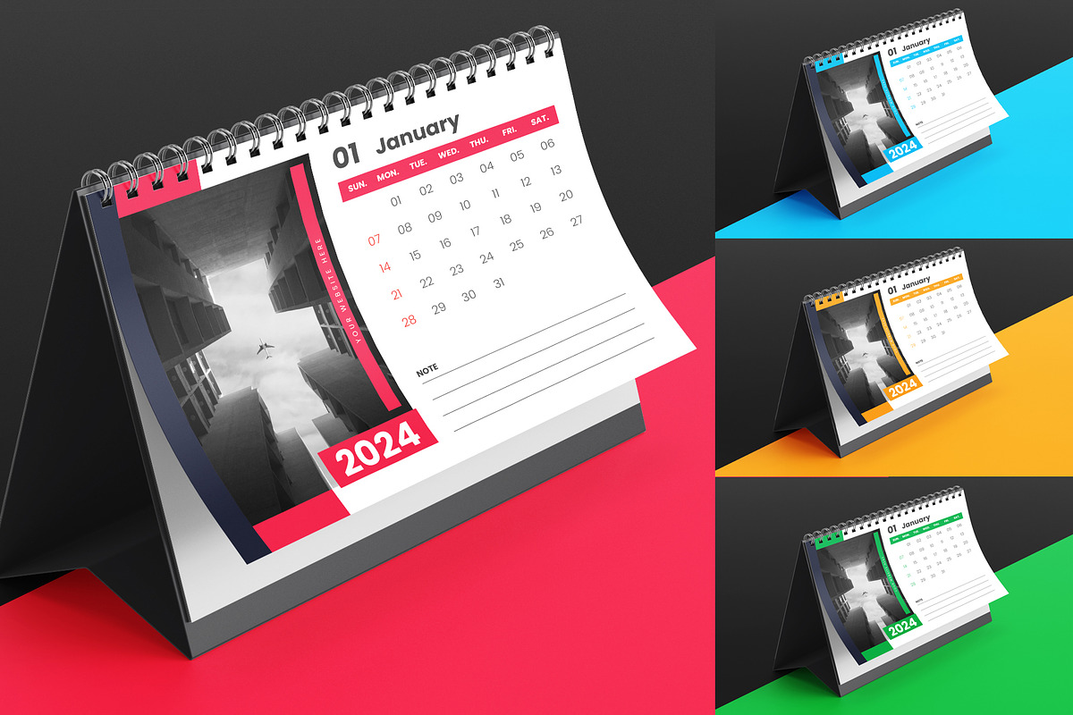 2024 Desk calendar design template, a Stationery Template by Tanmoy Topu (Photo 1 of 5)