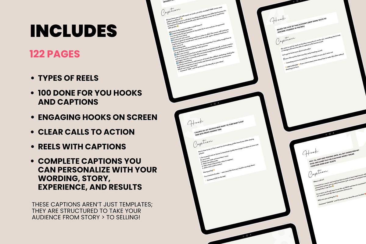 100 Zero Income Claim DFY Hooks, a Social Media Template by Design By Hira (Photo 4 of 11)