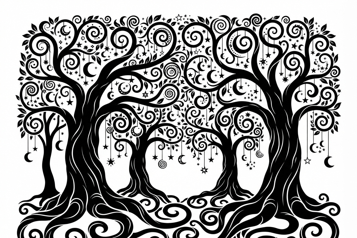 50 Mystical Galaxy Forest Silhouette, a Technology Illustration by Amazin_art (Photo 21 of 34)