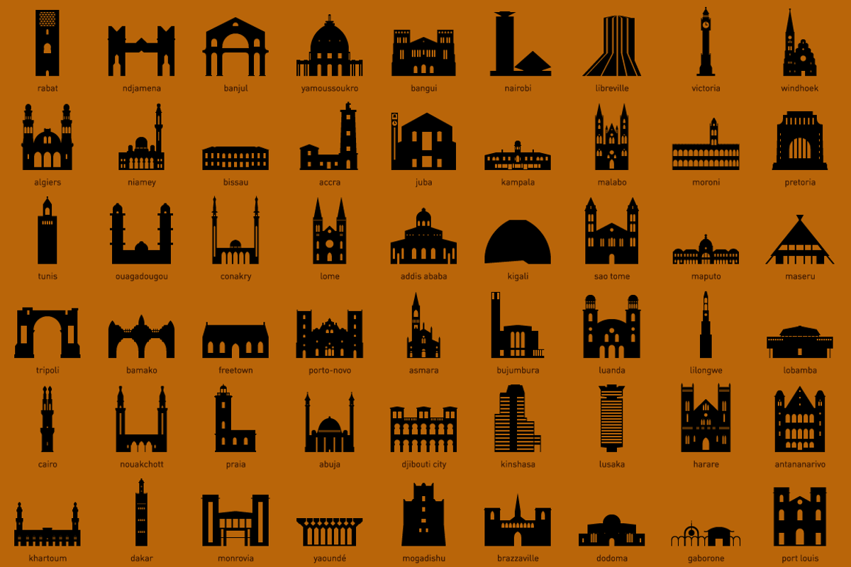 African Capital Landmarks, an Illustration by Jozsef Balazs-Hegedus (Photo 1 of 4)