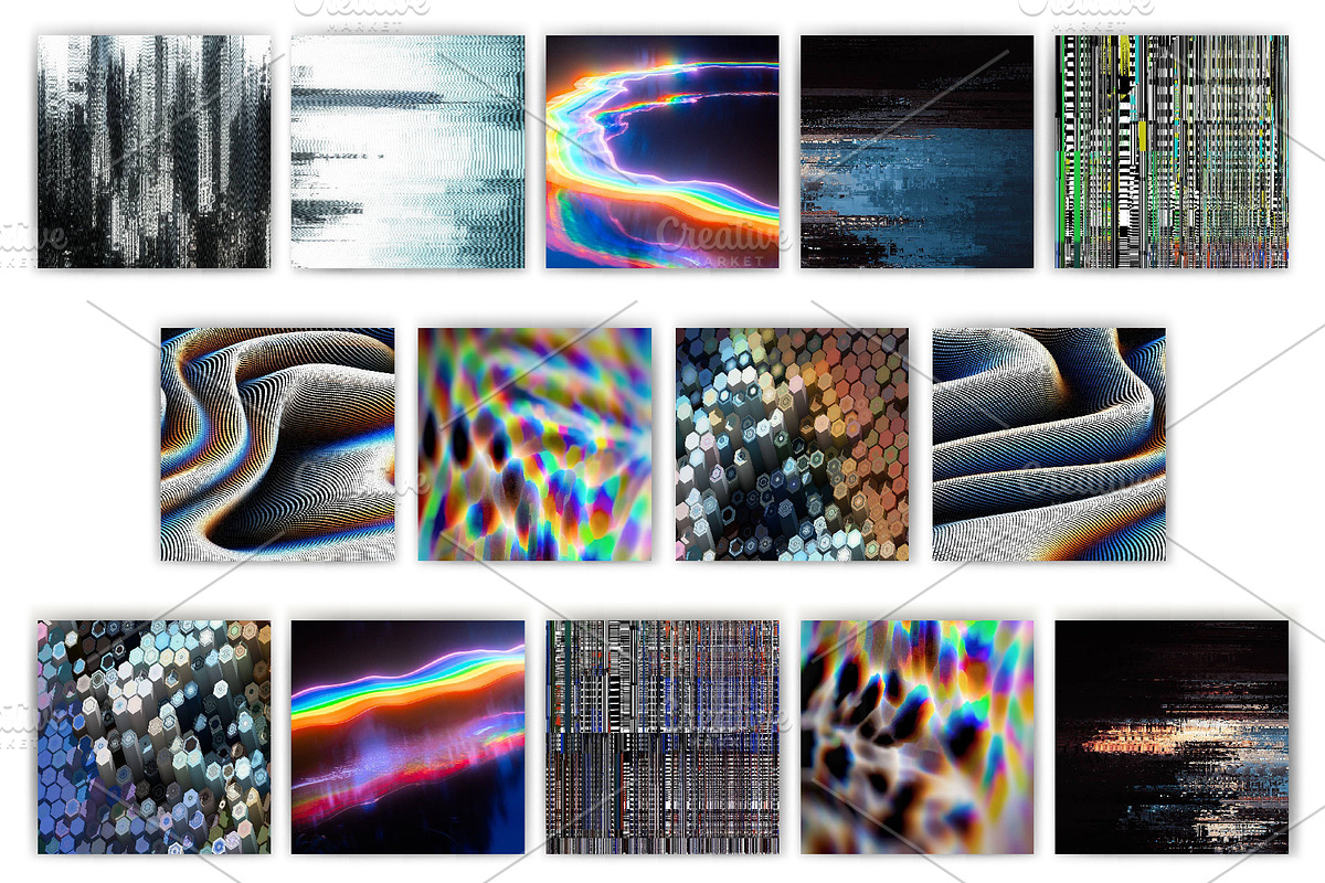 Glitch Psychedelic Digital Paper 01., a Texture Graphic by KENO Mascots (Photo 3 of 3)