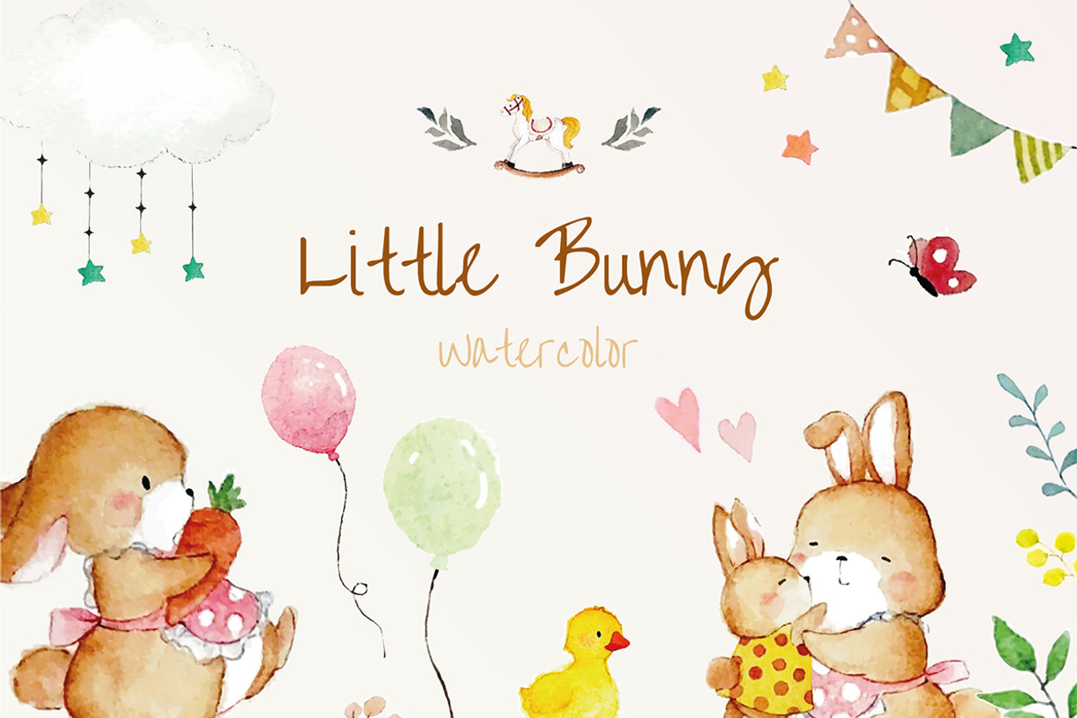 Little Bunny Animals Watercolor, an Animal Illustration by Esui Studio (Photo 1 of 4)