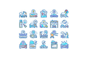 Car Painting Service set Icons hand, an Object Illustration by pikepicture