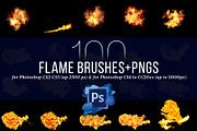 100 Photoshop Flame Brushes + PNGs, a Brush Add-On by Creative Graphics (Thumbnail 3 of 7)