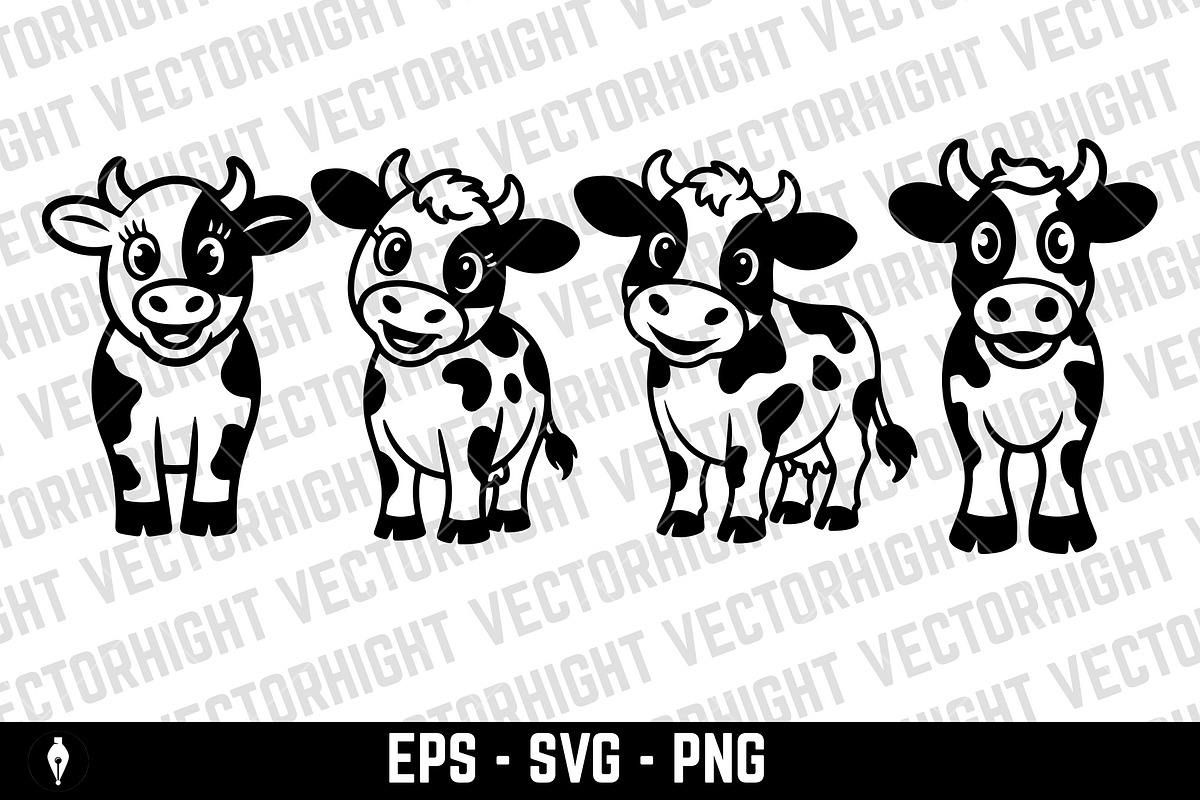 Spotted dairy cow, an Animal Illustration by Vectorhight (Photo 1 of 3)