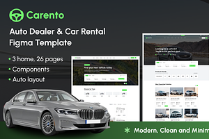 Carento - Car Rental Figma Template, an UI Kit Template by AliThemes