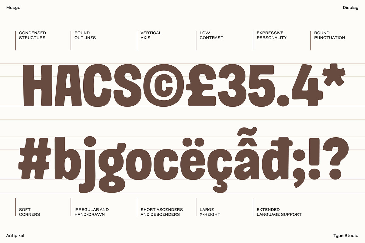 Musgo | Soft Condensed Rounded Sans, a Sans Serif Font by Antipixel Type Studio (Photo 10 of 19)