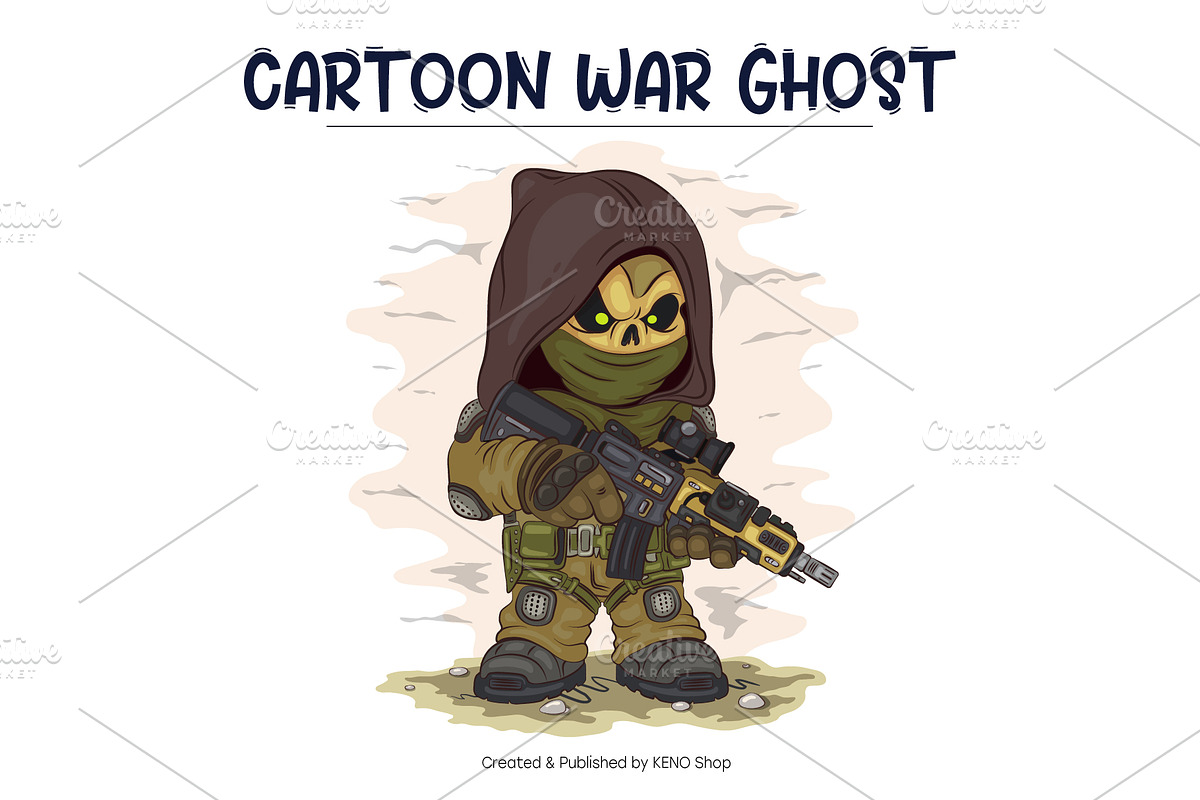 Cartoon War Ghost. T-Shirt, PNG, SVG, an Animal Illustration by KENO Mascots (Photo 2 of 3)