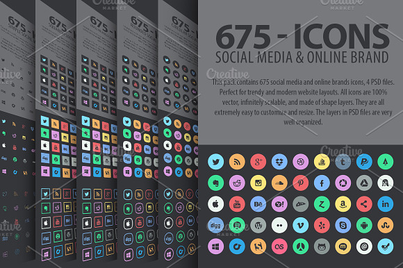 675 Social Media Icons Pack