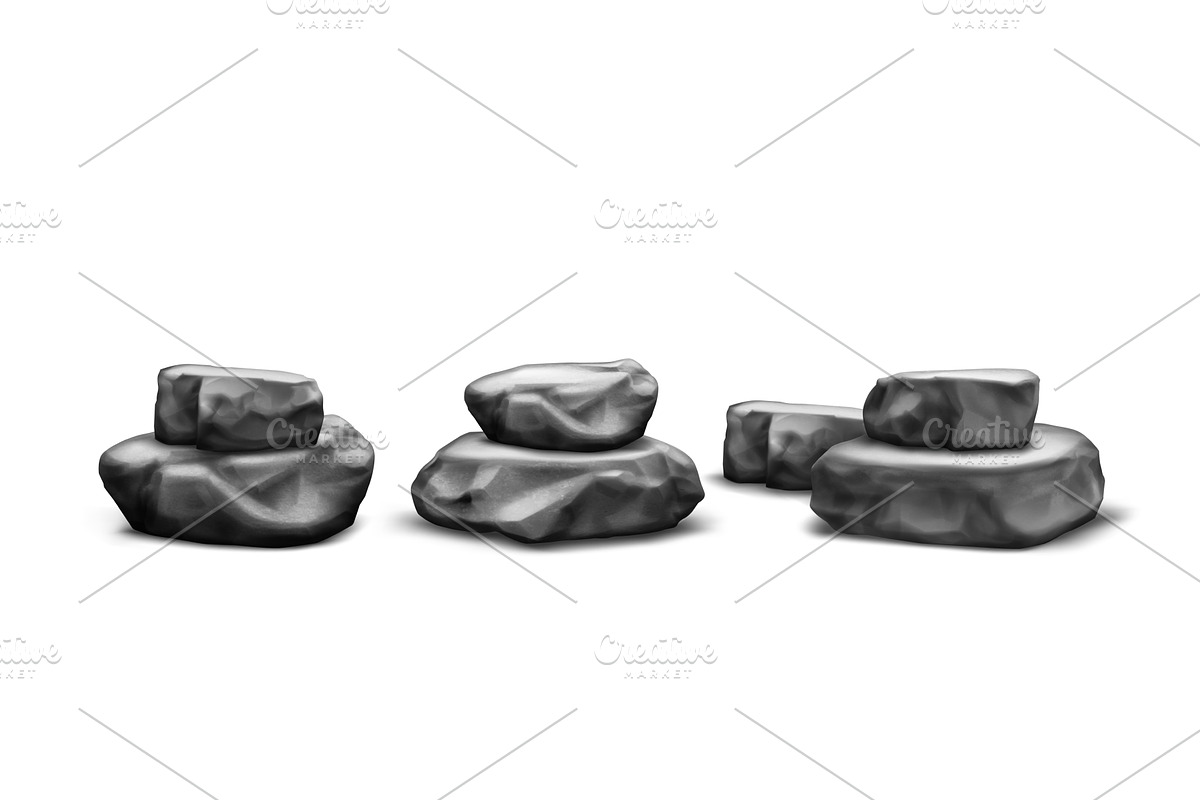 Black stone podium rock formations, an Illustration by art PVP - market