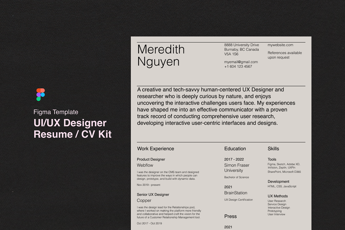 Figma UX/UI Resume CV Template