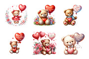 Valentines Day Teddy Bear Clipart, an Illustration by SinaCreation (Thumbnail 3 of 11)