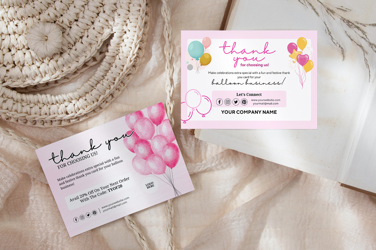 Balloon Business Thank You Card, a Card Template by Snapybiz (Photo 2 of 9)