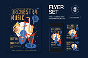 Blue Flat Orchestra Music Flyer Set, a Flyer Template by graphicook (Thumbnail 1 of 3)