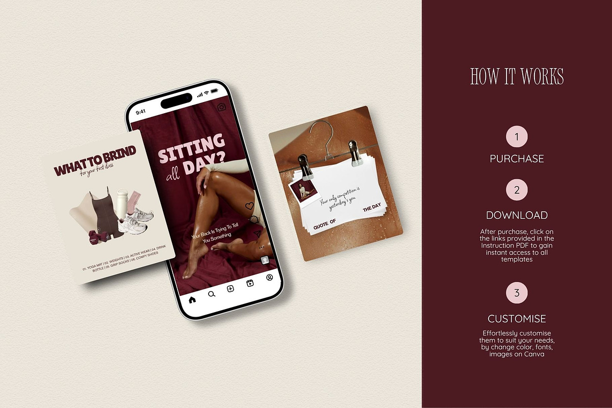 Pink & Burgundy Instagram Templates, a Social Media Template by Row Creative (Photo 5 of 11)