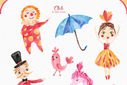 Circus Watercolor Clipart Set, an Animal Illustration by LeMagiqueBoutique (Thumbnail 3 of 9)