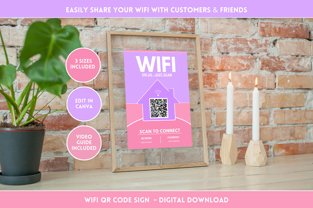 WiFi QR Code Sign - Pastel, a Stationery Template by SunshineStudioBoutique (Photo 10 of 10)