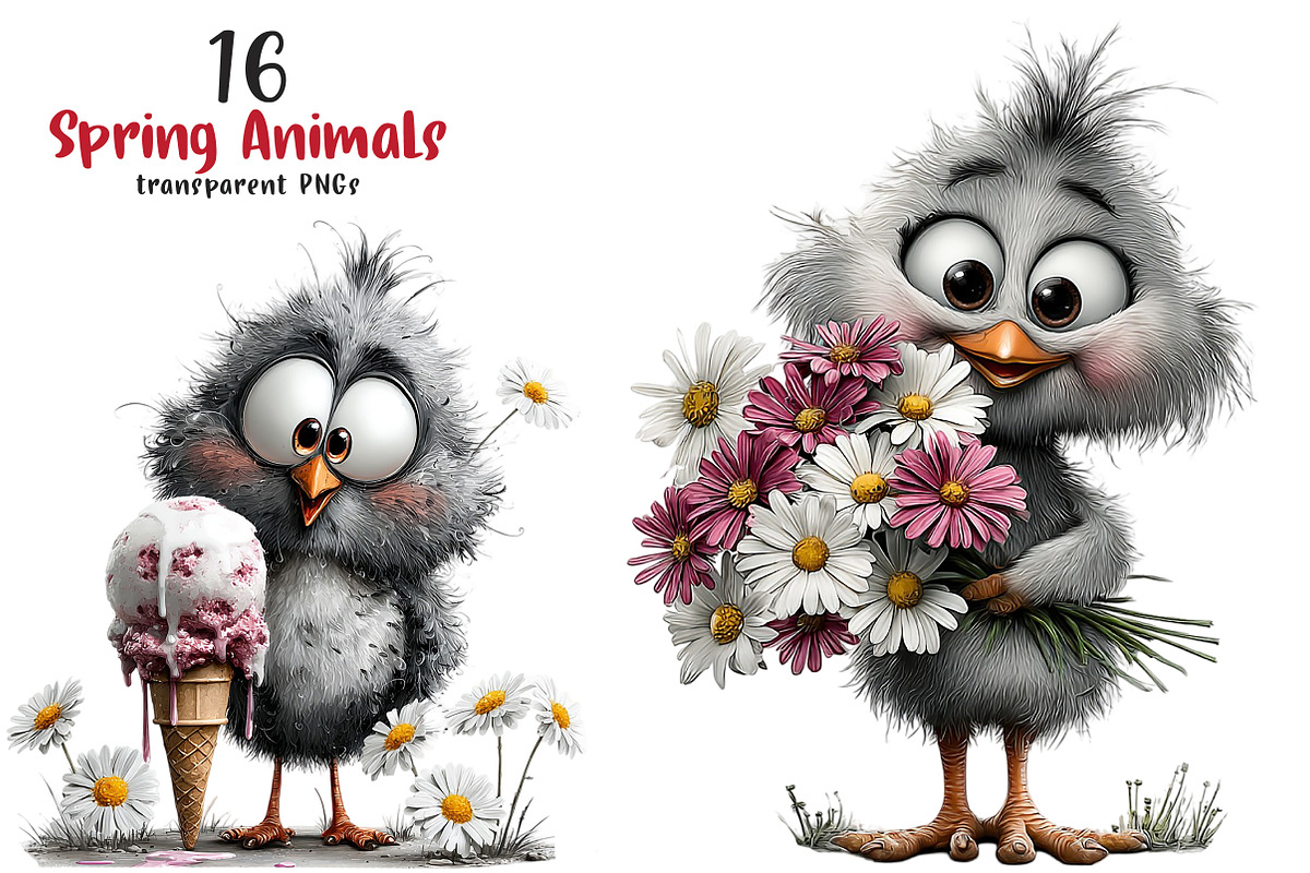 Whimsical Spring Animals Clipart, a Transportation Illustration by SinaCreation (Photo 1 of 7)