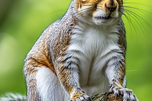 Squirrel perched on a tree branch in a lush green forest during daytime, an Animal Photo by AlyaAnd