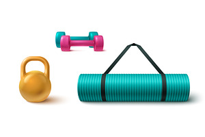 Bright 3d gym equipment set, a Sport Illustration by art PVP - market