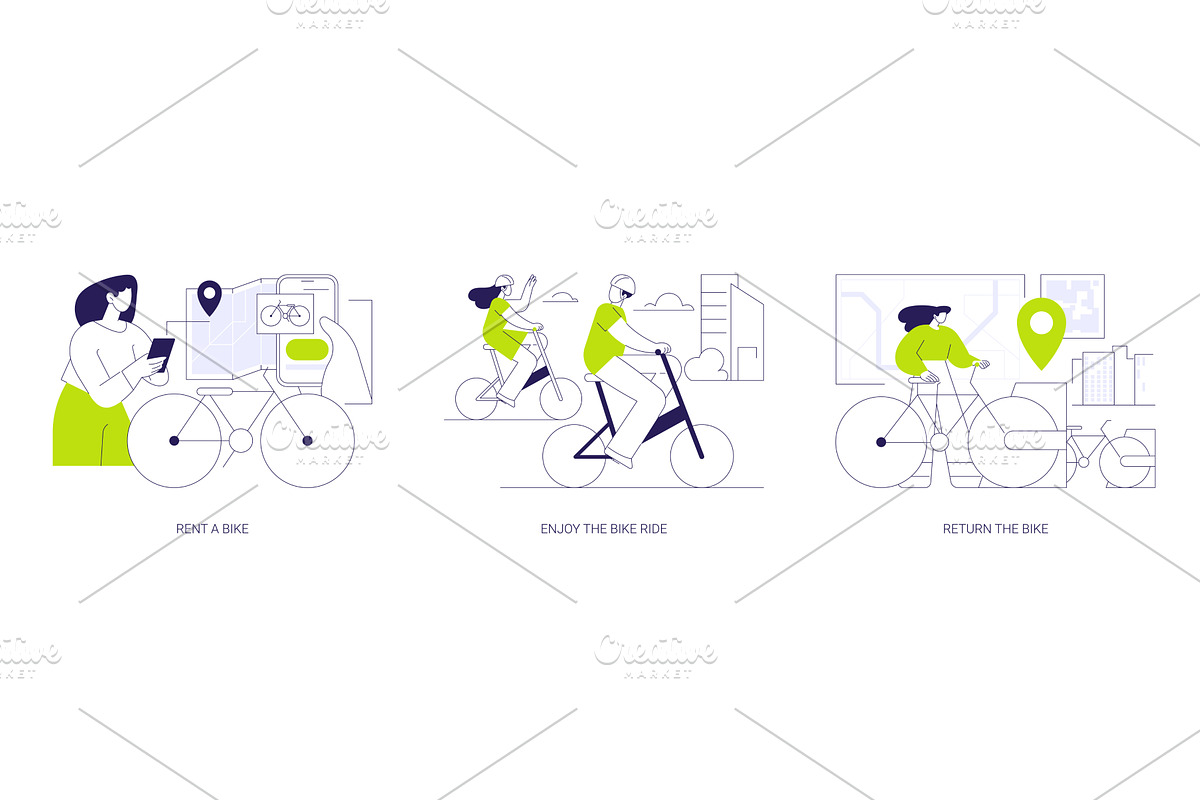 City bike rental abstract concept, a Transportation Illustration by Visual Generation