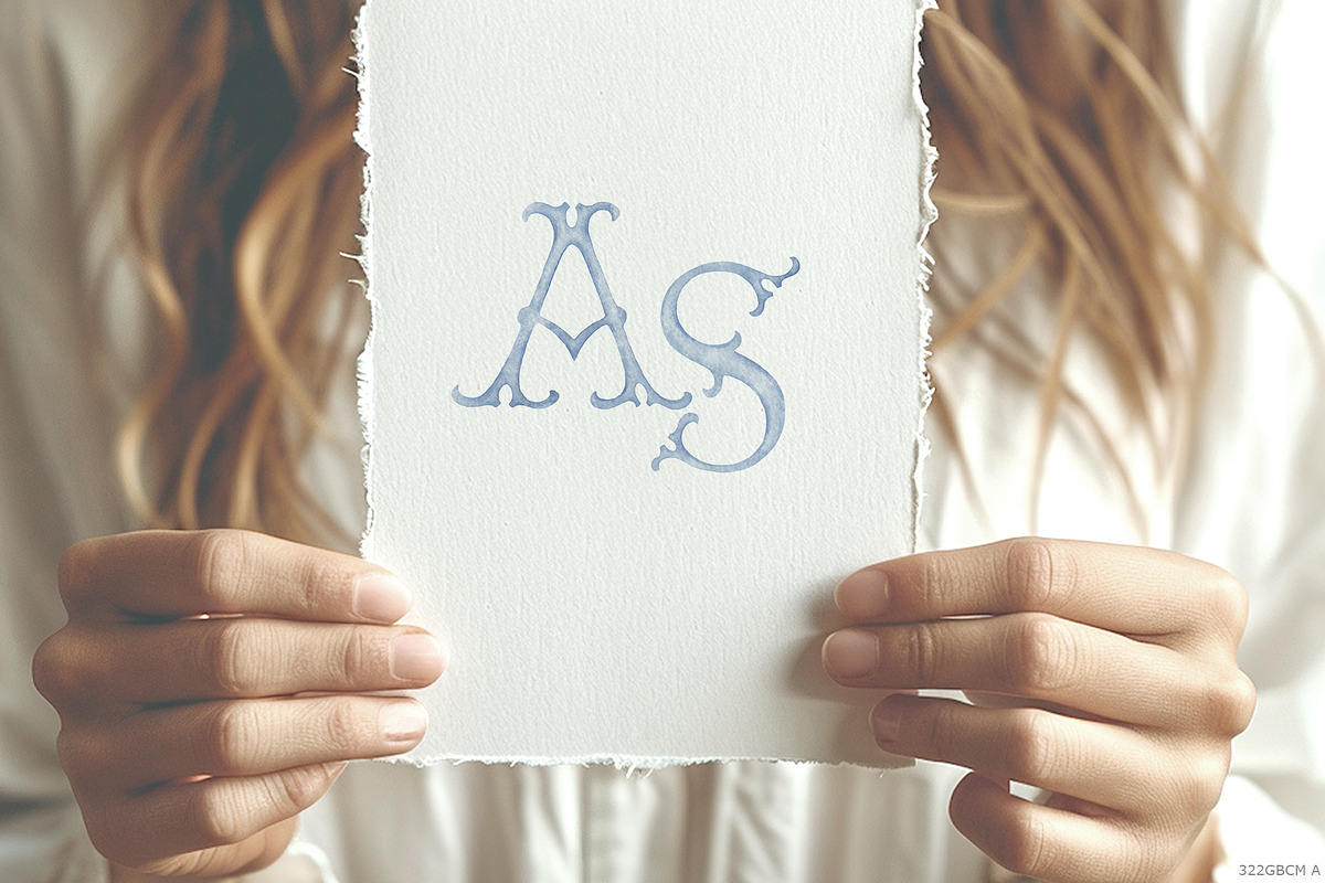 Blue monogram letters crest initials, a Decorative Illustration by GrafikBoutique (Photo 3 of 3)
