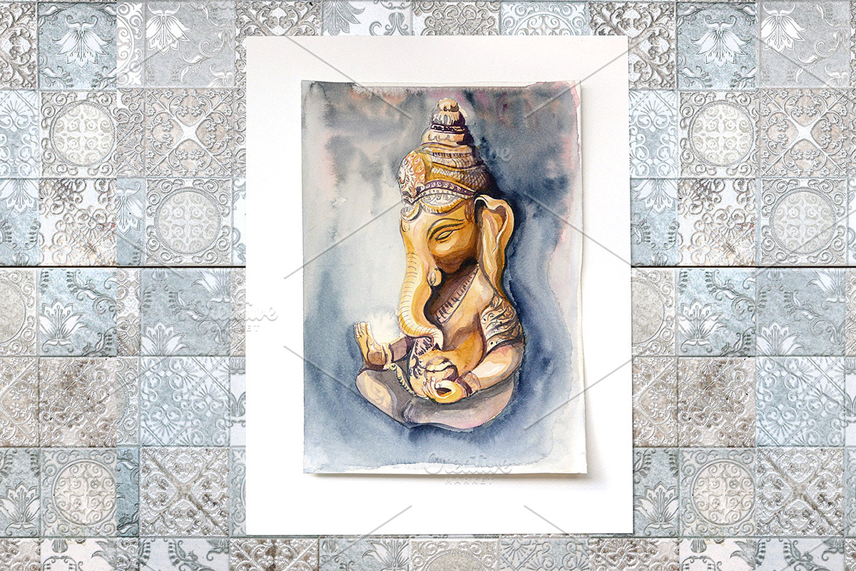 Yoga print Ganesha watercolor, an Illustration by lilisavelieva (Photo 1 of 3)