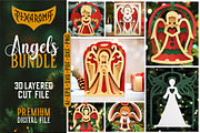 Angels Bundle 3D Layered Cut Files, a Decorative Illustration by pixaroma (Thumbnail 1 of 5)