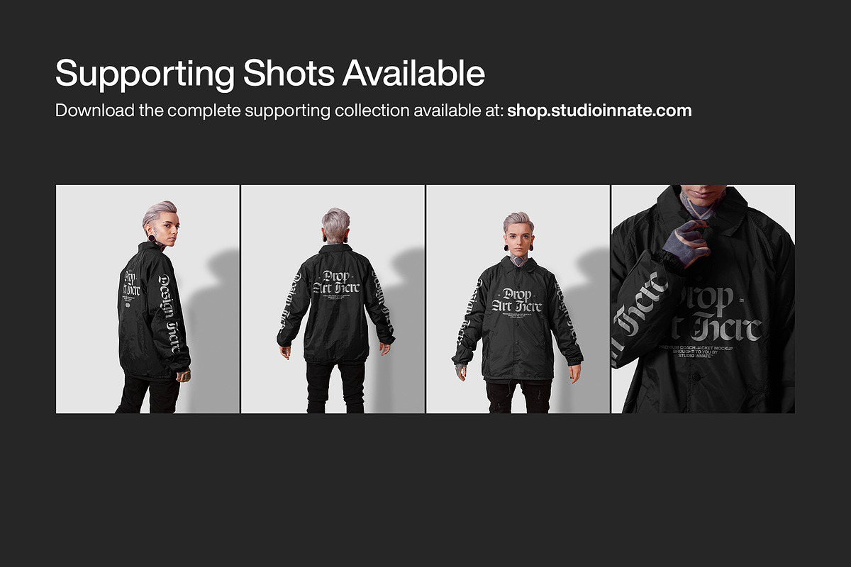 Coach Jacket Mockup – Modelled, a Hoody Mockup by Studio Innate (Photo 5 of 5)