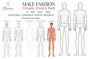Male Fashion Figure Croquis, a Person Illustration by Shorena Fashion Draws