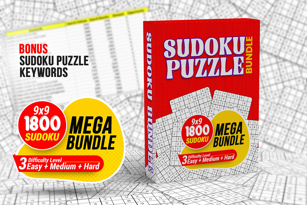 Sudoku Puzzle Bundle 1800 Sudoku, a Card Template by Graphic Template (Photo 1 of 3)