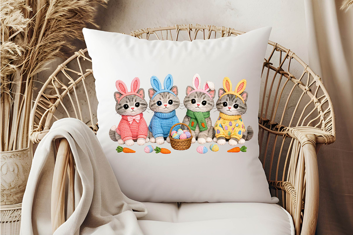 Crochet Easter Kittens png, an Illustration by DreamCafeArt (Photo 6 of 6)
