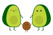 Cute kawaii avocado happpy family, a Food Illustration by Worldofvector (Thumbnail 2 of 3)