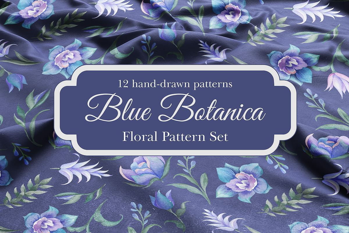 Blue Botanica – Floral Pattern Set, a Pattern Graphic by L- design studio (Photo 12 of 12)