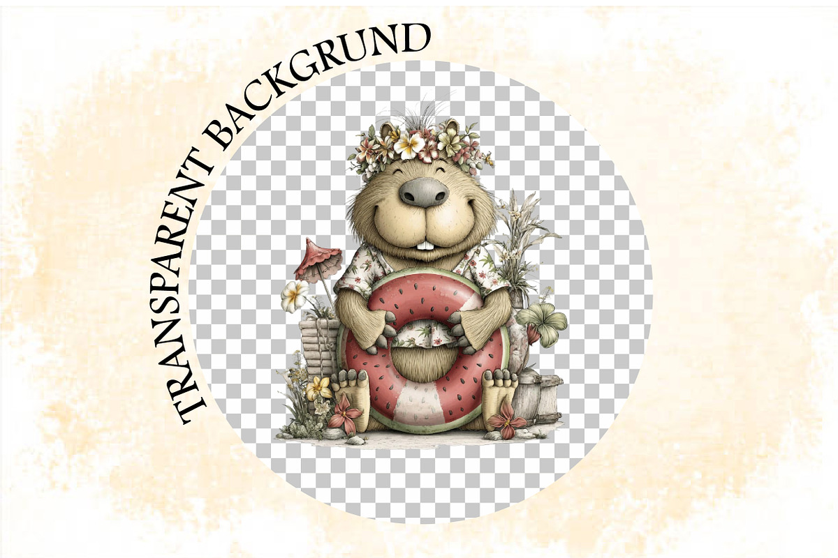 Summer Funny Capybara Clipart Bundle, an Illustration by SVGArt (Photo 9 of 9)