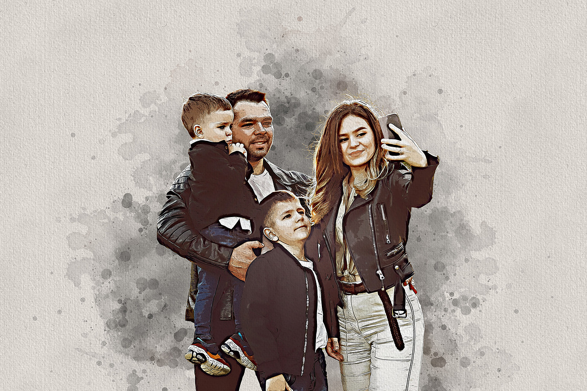 Costume Family Watercolor Art, an Action Add-On by MRI STUDIO (Photo 27 of 27)