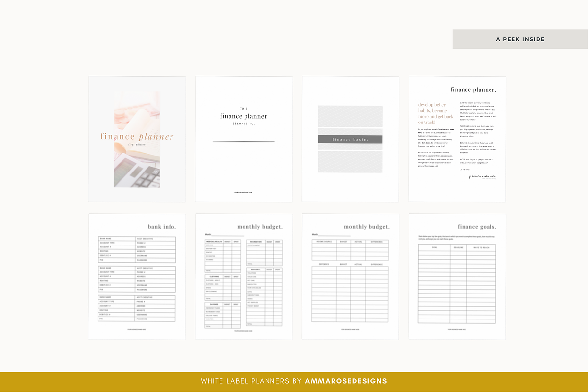 White Label Finance Planner, a Stationery Template by ammarosedesignsllc (Photo 4 of 10)