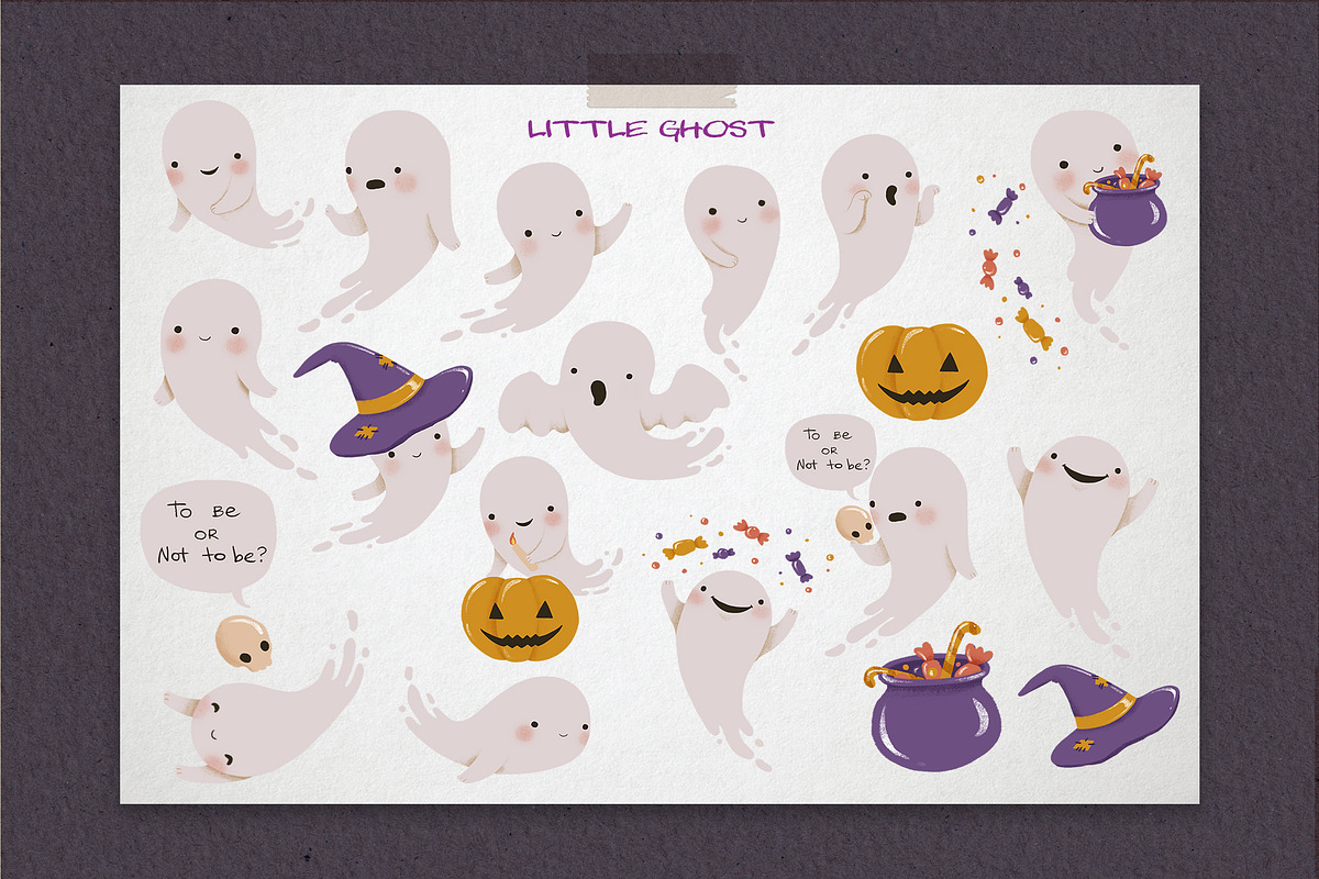 Little Ghost Clipart. Halloween, an Illustration by LukaJreym (Photo 2 of 5)