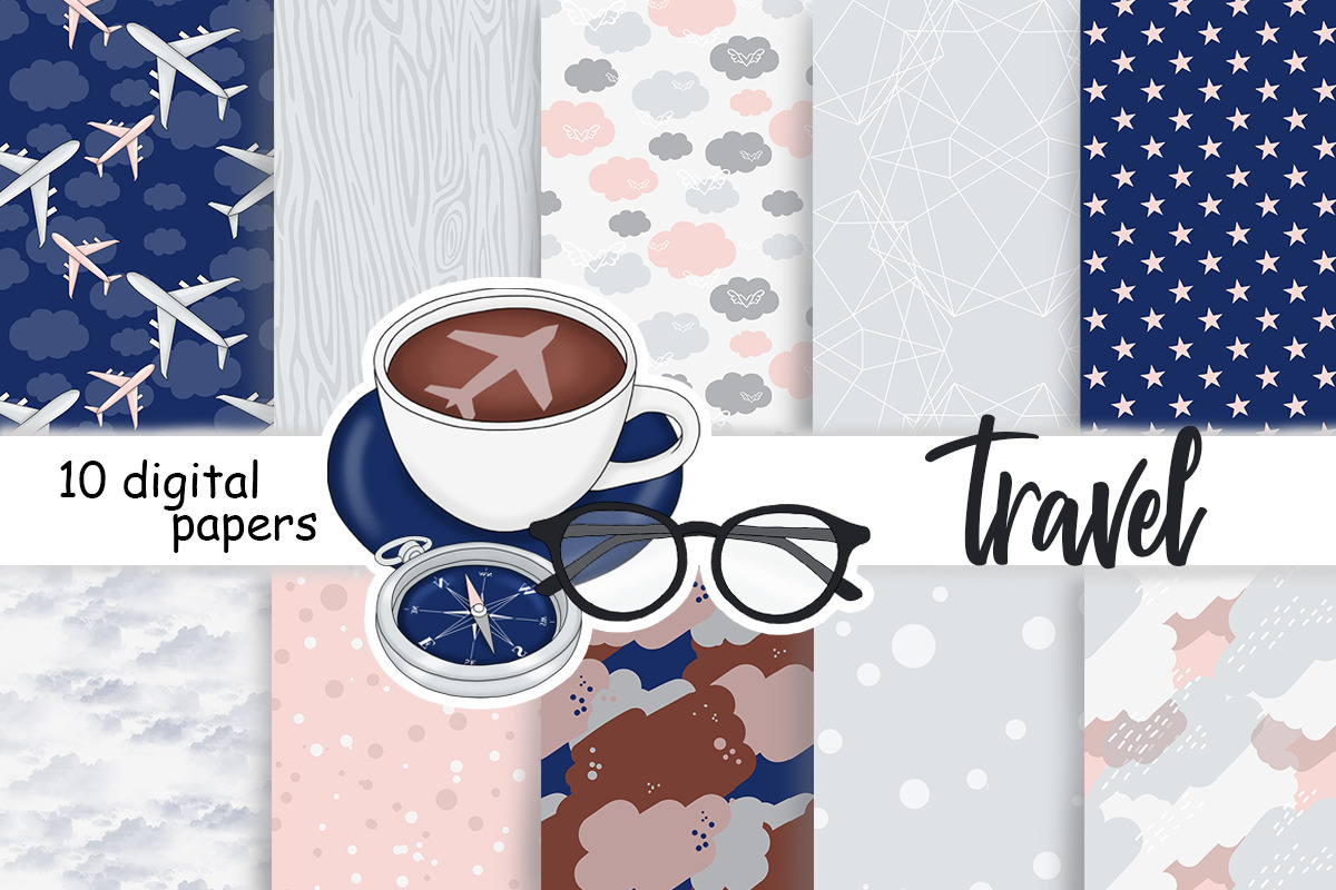 Travel Pattern, a Pattern Graphic by GlamArtZhanna (Photo 1 of 3)