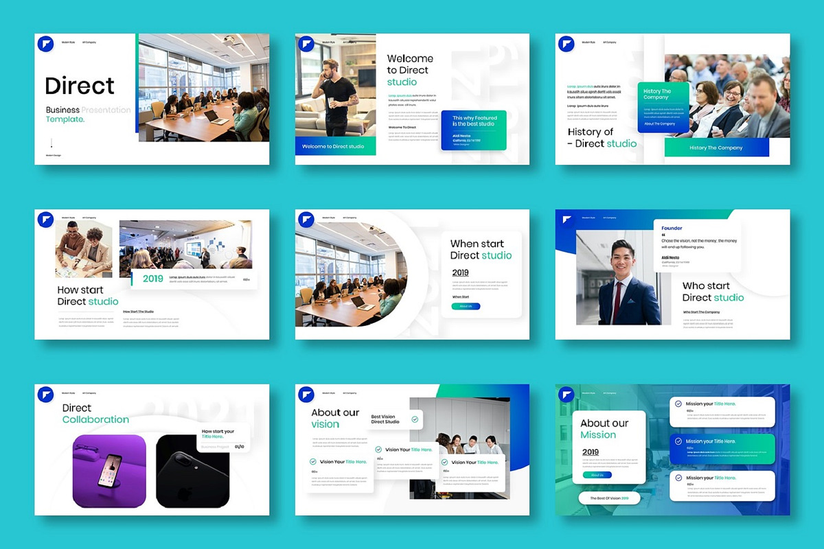 Direct – Business PowerPoint Templat, a Presentation Template by Dens Creative Studio (Photo 2 of 6)