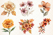 Watercolor Fall Flower Clipart, an Illustration by Libby Wishes (Thumbnail 6 of 7)