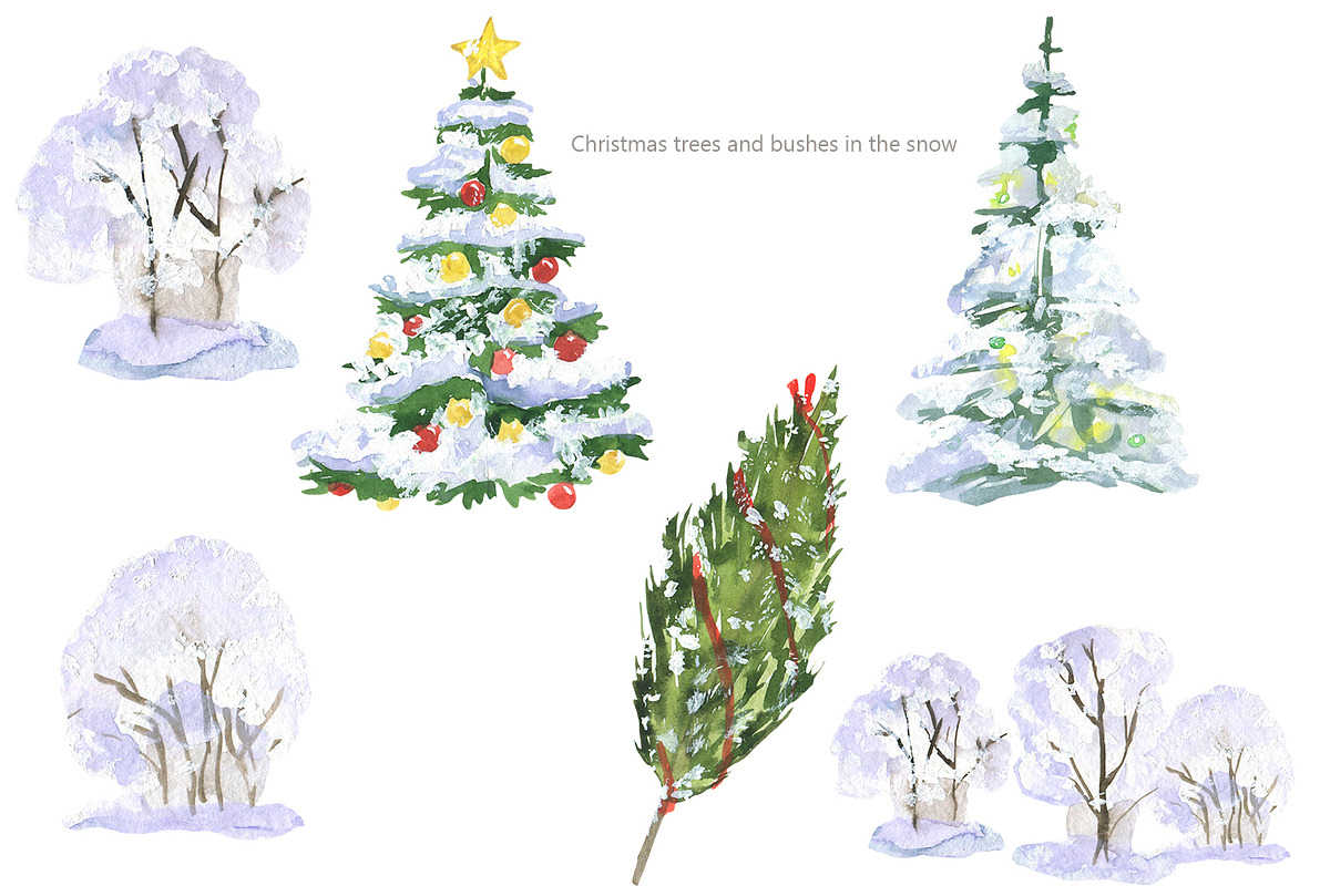 Christmas houses, an Illustration by Love Watercolor Store (Photo 8 of 12)