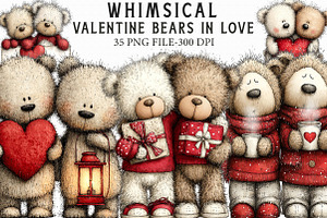 Cute Valentine Bears in Love PNG, an Illustration by Libby Wishes