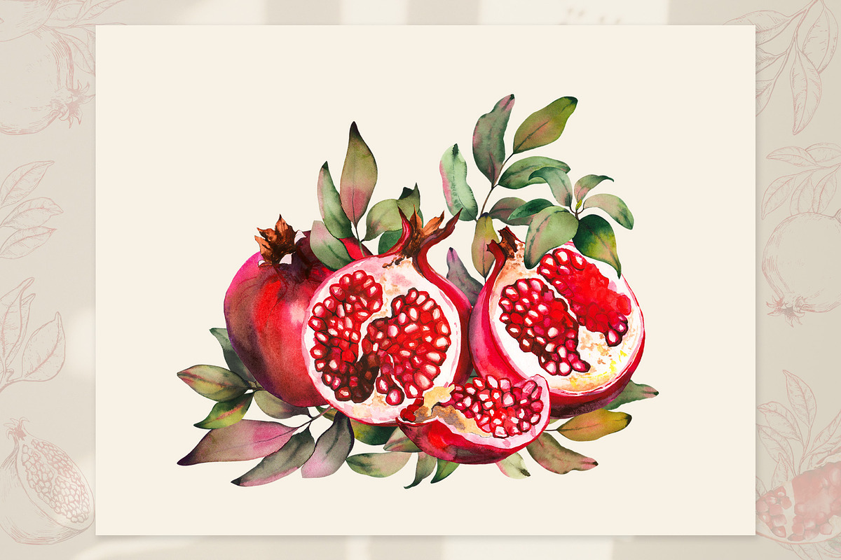 Pomegranate fruits, a Food Illustration by Jeanna Draw (Photo 8 of 10)