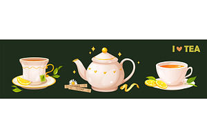 Tea lovers collection, a Food Illustration by Elen_Art