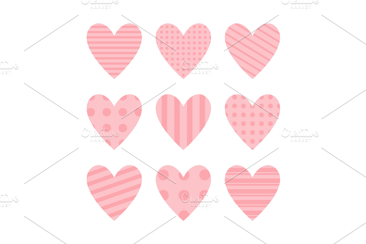 Pink and red heart icon set., a Decorative Illustration by Worldofvector (Photo 1 of 2)