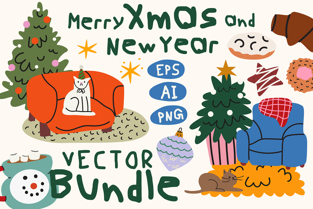 Festive winter holidays bundle, a Seasonal Illustration by Luamor (Photo 1 of 9)