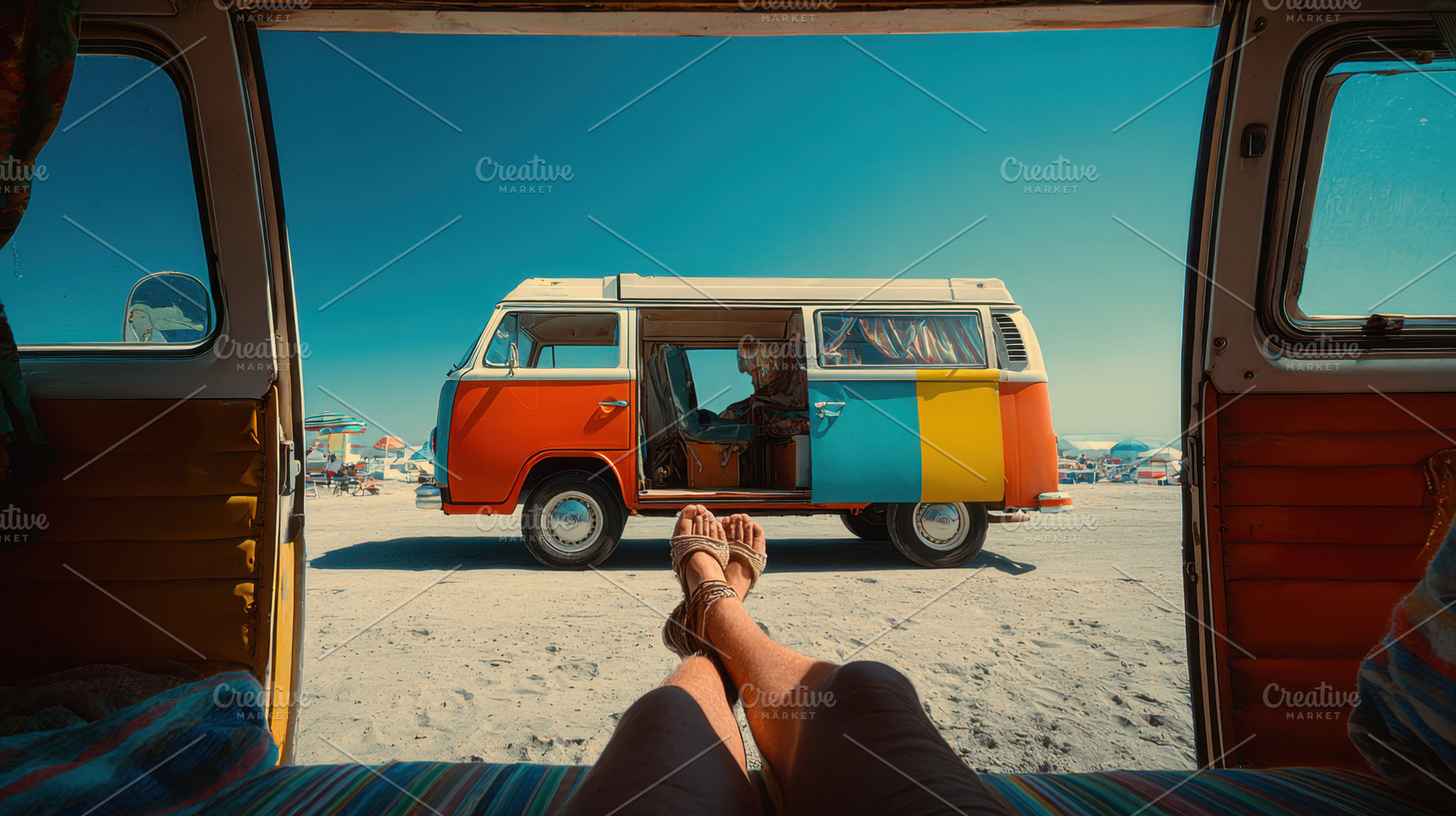 Relaxing in a van by the beach, a Photo by Beautiful things