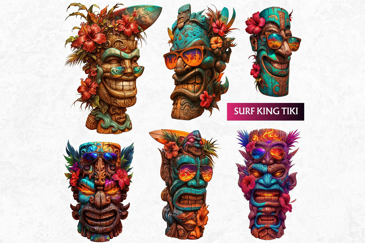 Modern Tiki Totems Clipart Set, a Decorative Illustration by ThatsDesignArt (Photo 6 of 10)